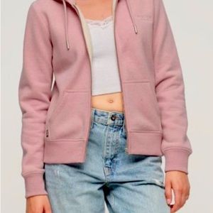 Superdry Essential Logo Zip Hoodie in Mauve